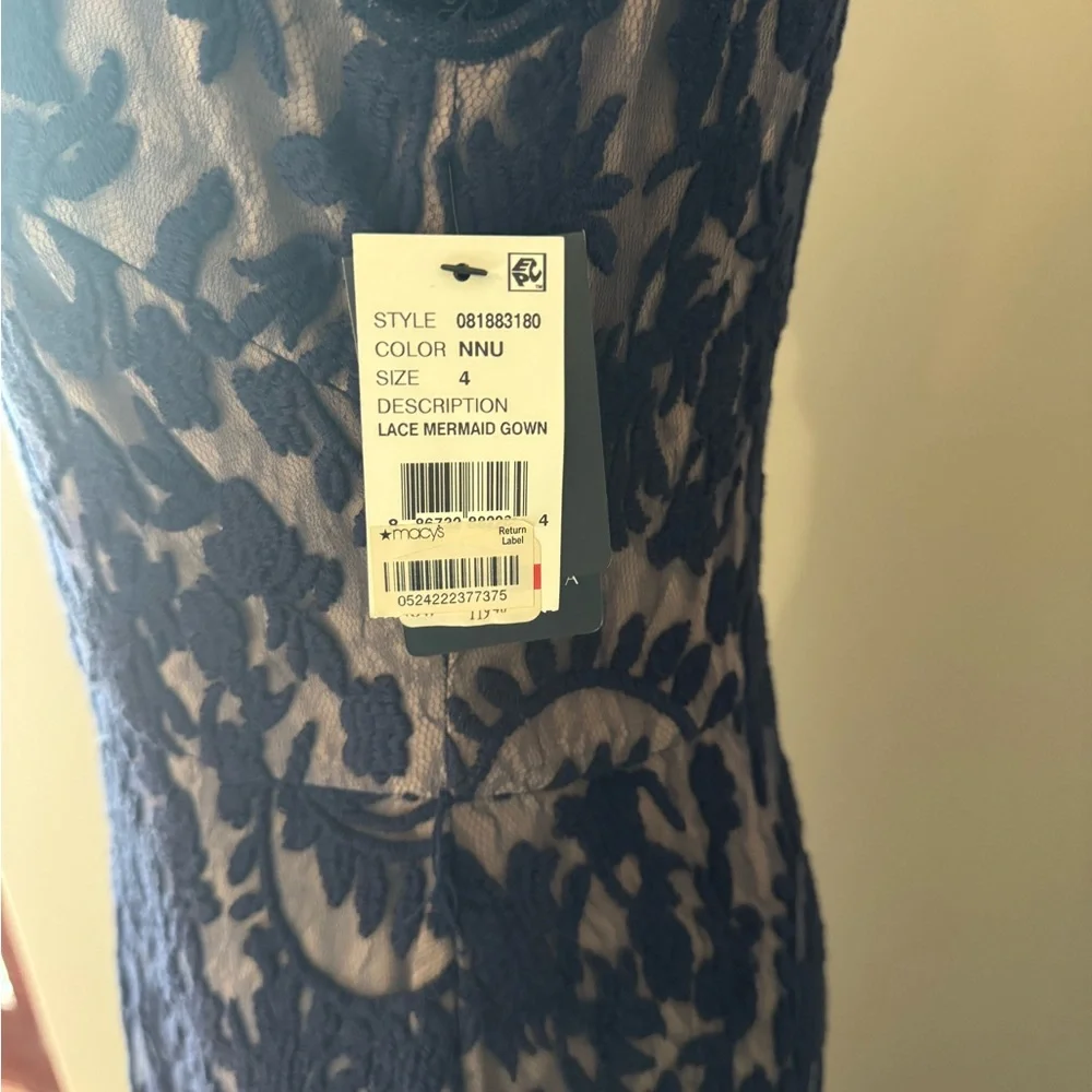 Adrianna Papell Navy Lace Gown - Picture 2 of 5